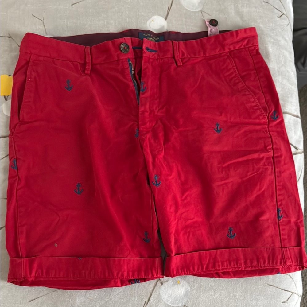 Zara Red Flat Front Shorts